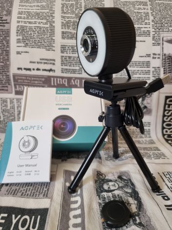 Agptek Webcam 1080P con Luce ad Anello 3 Colori, microfono, treppiede regolabile - Foto 6