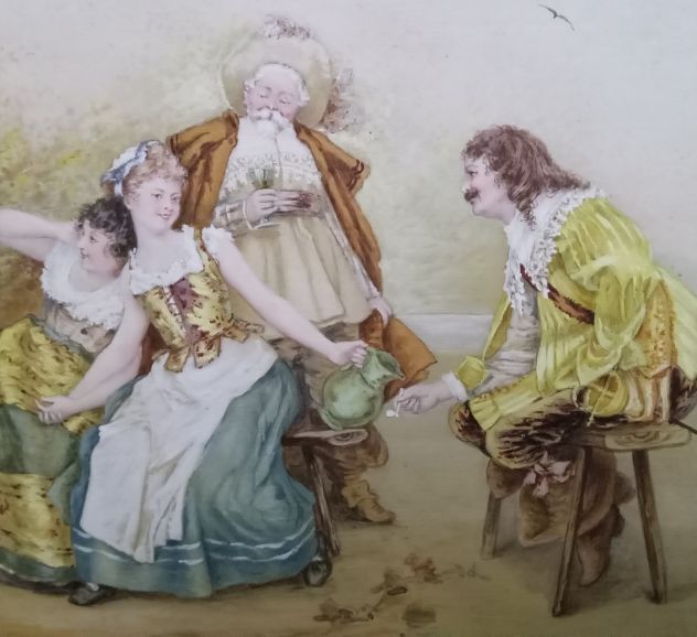 Dipinto dell'800 di alta qualità ,scena romantica. - Foto 2