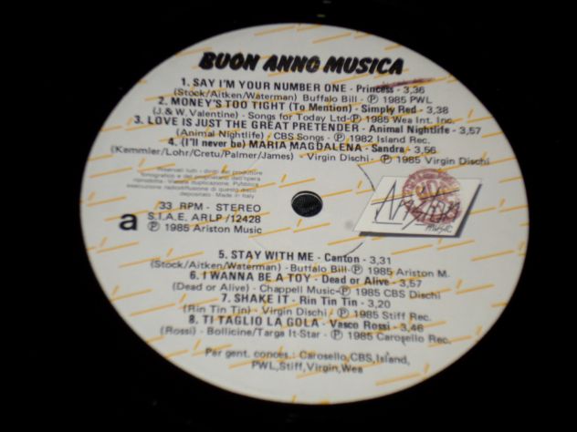 BUON ANNO MUSICA 1985 (Vasco Rossi, Simply Red, T.X.T) LP / 33 giri Ariston - Foto 3