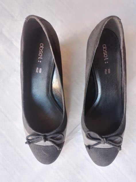 Scarpe donna in vera pelle, taglia 38, nero-grigio - Foto 2