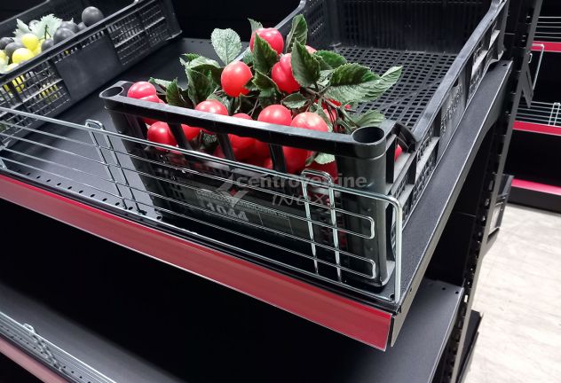 GONDOLA FRUTTA IN FERRO NERO DA 203 CON PIANO BASE 50 E PIANI DA 50 - Foto 2