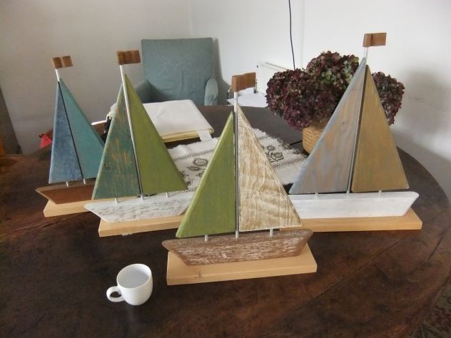 barche stilizzate per arredamento casa al mare su piedistallo - Foto 4