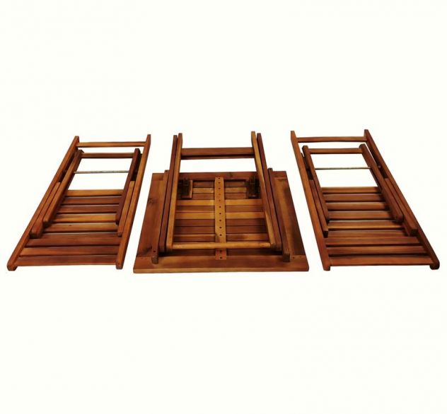 Tavolo e 2 sedie in legno pieghevoli da esterno per balcone, giardino, bistrot - Foto 2