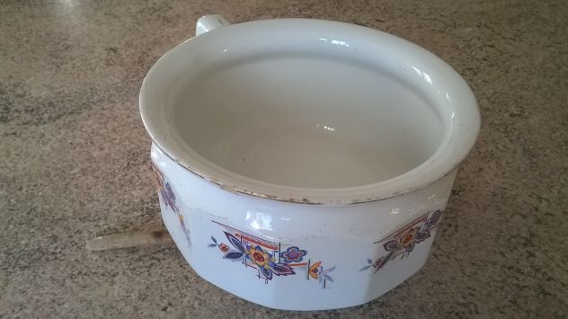 Vaso pitale antico in ceramica Laveno decorata - Foto 3