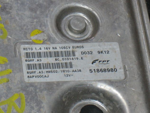 51868980 ECU CENTRALINA ALFA MITO 1.4 105CV 51868980 8GMF.A3 8GMFA3 HW502 - Foto 2