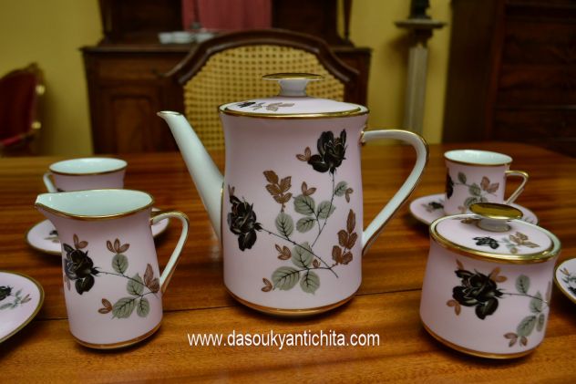 Servizio da caffè da sei in porcellana rosa di Sevres anni 50/60 - Foto 9