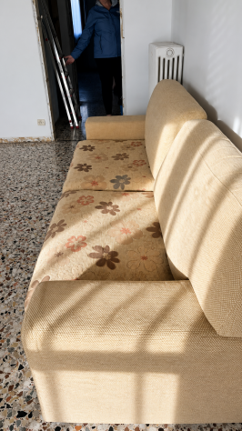 Divano 3 posti beige 212 cm in tessuto - Foto 3