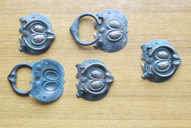 5 ANTICHE MANIGLIE CON ANELLO (LIBERTY) IN BRONZO PER MOBILI - - Foto 2