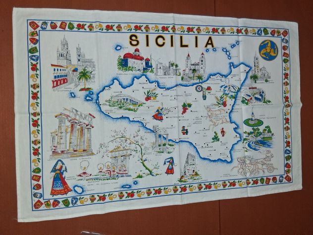 3 Strofinacci Canovacci Asciugapiatti Vintage Cotone Regioni Liguria Sicilia - Foto 4