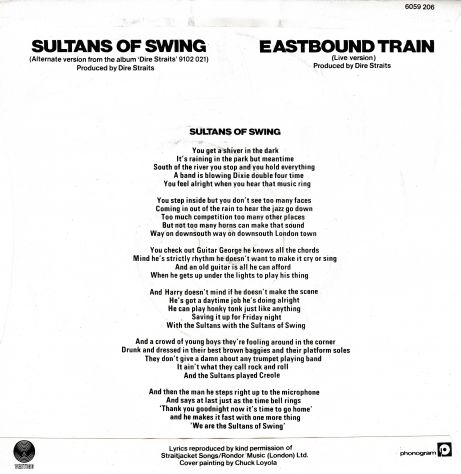 DIRE STRAITS - Sultans of Swing / Eastbound Train (live) 7'' / 45 giri 1978 UK - Foto 2