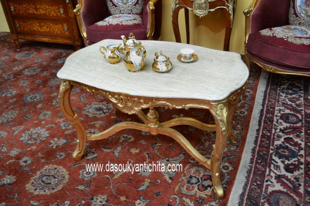 Tavolino da salotto dorato stile Rocaille - Foto 4
