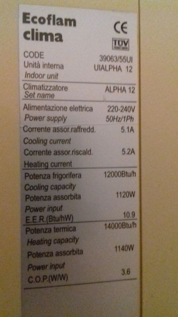 climatizzatore Ecoflam Clima mod. Alpha RICAMBI - Foto 3