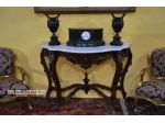 Console in noce con piano in marmo di Carrara stile Luigi Filippo del XX secolo