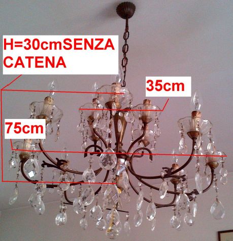 1QA LAMPADARIO OTTONE CRISTALLO - Foto 3