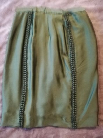 elegante gonna raso in seta verde