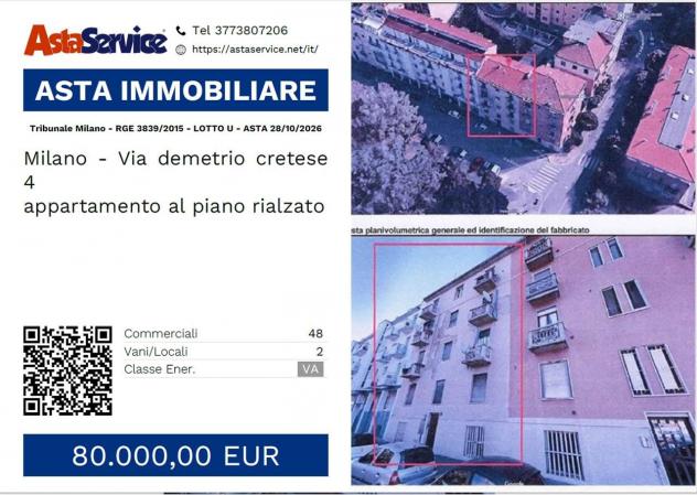 3839/2015 U MI - Tribunale Milano - RGE 3839/2015 - LOTTO U - ASTA 28/10/2026