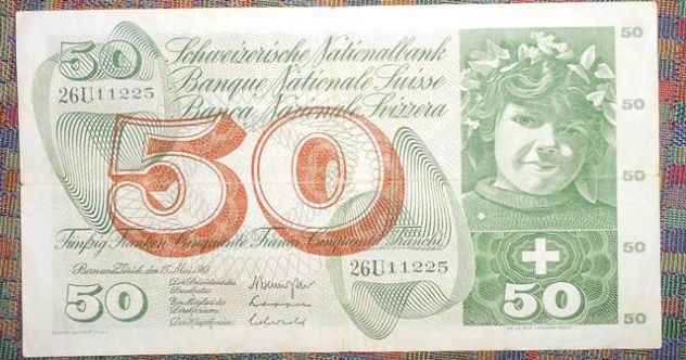 banconota Svizzera da 50 franchi del 1968