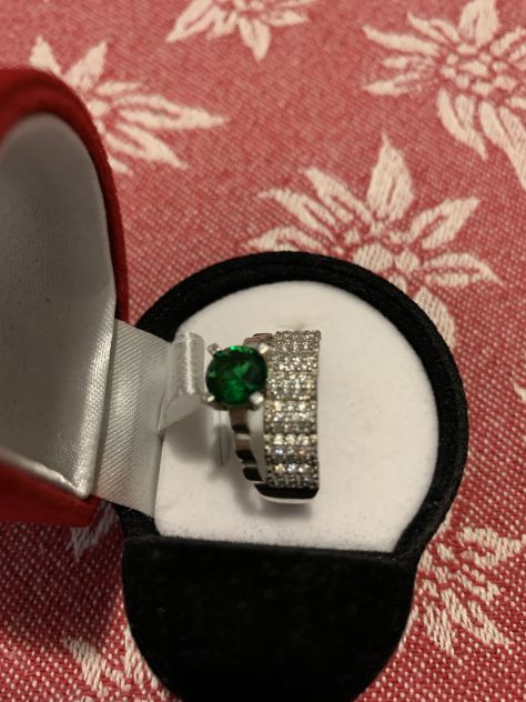 Anelli in argento 925 placato rodio con simulante diamante - Foto 5