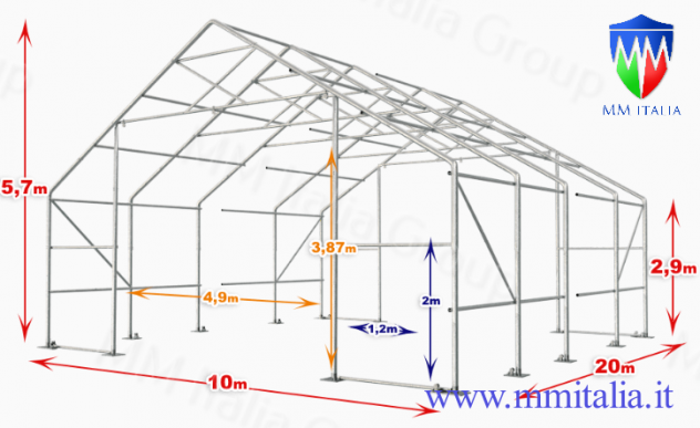 Prezzi Tensostrutture per Magazzino, Industriale, Antineve 10 x 20 x 5,7 mt. - Foto 6