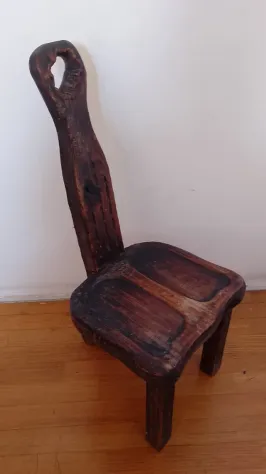 Sedia da caminetto / Scannetto tripode antico 1900