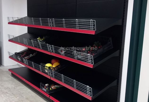 SCAFFALE FRUTTA IN FERRO NERO DA 303 CON PIANO BASE 50 E PIANI DA 50 - Foto 2