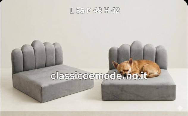 Cuccia lettino cane gatto velluto ecopelle legno su misura