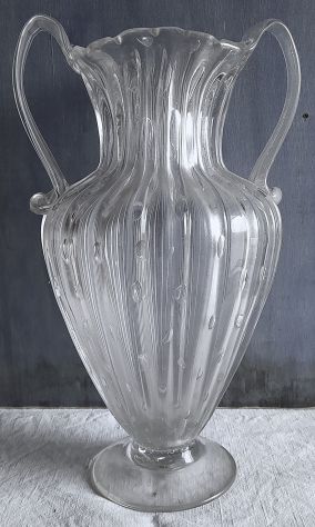 1930ca-Vaso Anforato in Cristallo-cm 45x30x16