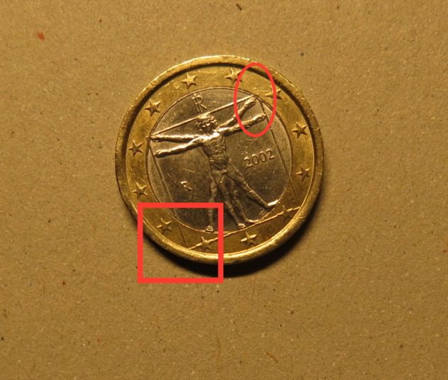 1 EURO ITALIA DEL 2002 CON DIFETTO DI CONIO -