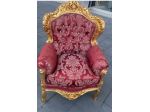 Poltrona bordeaux foglia oro legno stile barocco