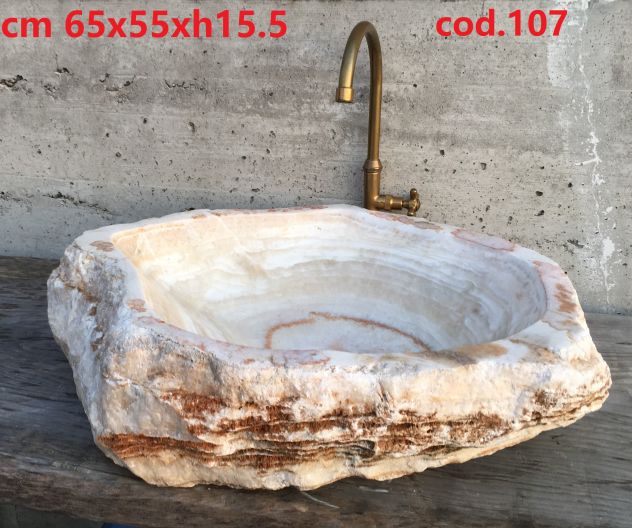 Lavabo lavandino in marmo onice - Foto 4