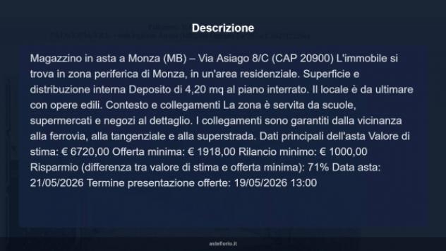 Immobile in asta di 4 m² in vendita a Monza - Foto 6