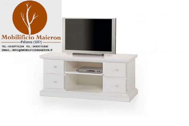 Porta Tv Legno 4 Cassetti 2 Vani cod 7109 Mobili Shabby Chic Nuovi Non usati - Foto 2
