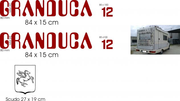 Adesivi per camper granduca 12 5 elementi come disegno