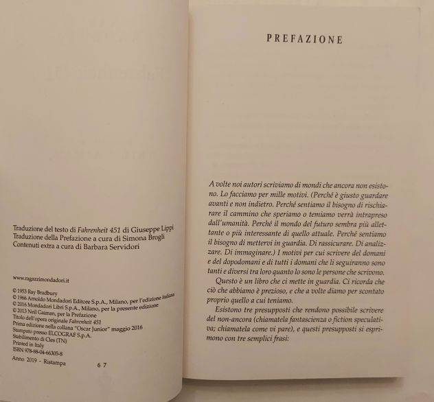 Fahrenheit 451 di Ray Bradbury 1°Ed.Mondadori, maggio 2016 - Foto 6