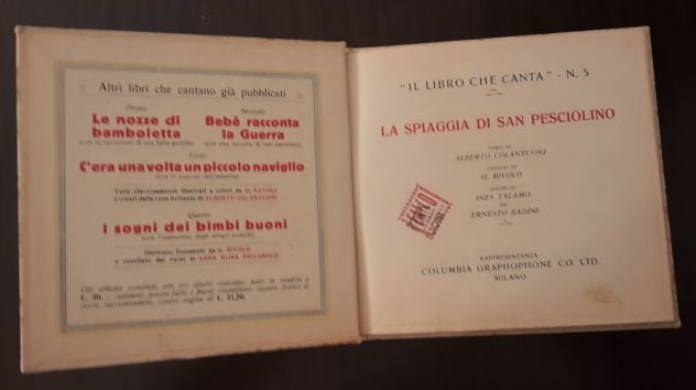 LA SPIAGGIA DI SAN PESCIOLINO, Versi di A. Colantuoni,Columbia Graphophon 1918 - Foto 5