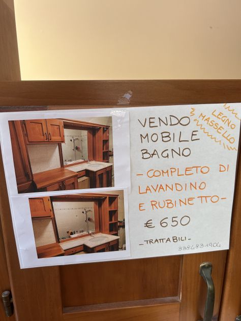 Vendo mobile bagno in legno massello con lavabo in marmo - Foto 2