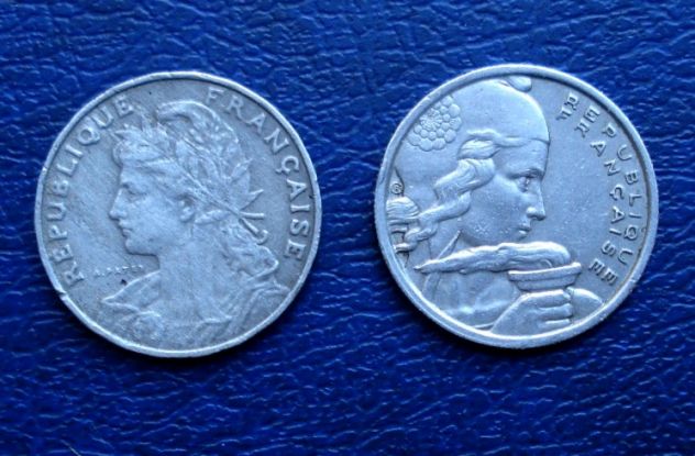 Lotto 243 - francia coppia monete da 25 cents e 100 francs vedi foto - Foto 2