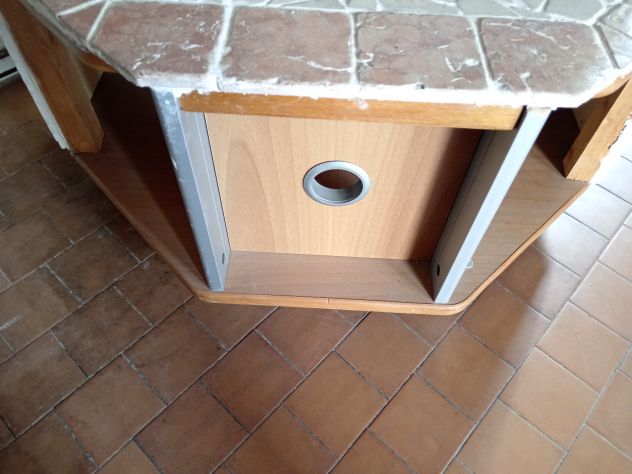 Tavolino in legno ricoperto in Mosaico con rotelle84x63x42 - Foto 2