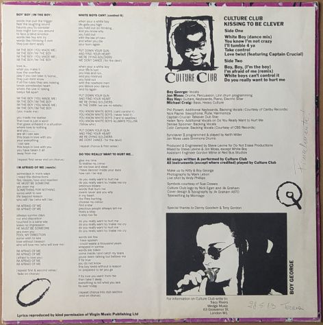 CULTURE CLUB - Kissing To Beclever-LP 1982 - Foto 5