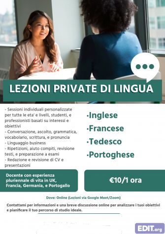 Lezioni private di inglese, francese, tedesco, portoghese