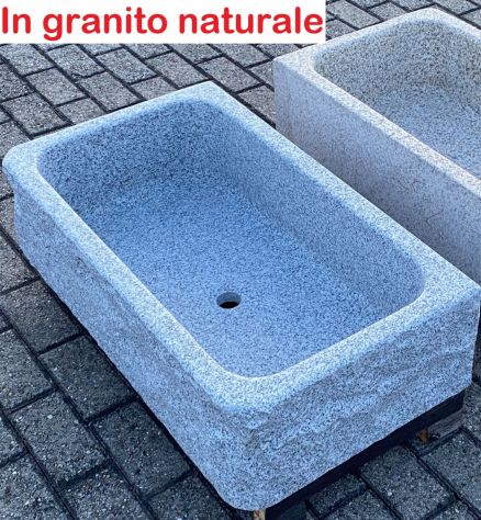 Lavello lavandino per cucina in pietra granito grigio 80cm 3 - Foto 2