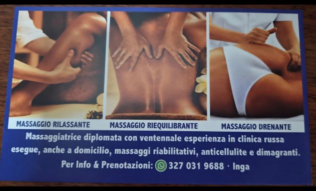 Massaggi rilassanti e professionali, oltre 30 anni di esperienza Tel:3270319688