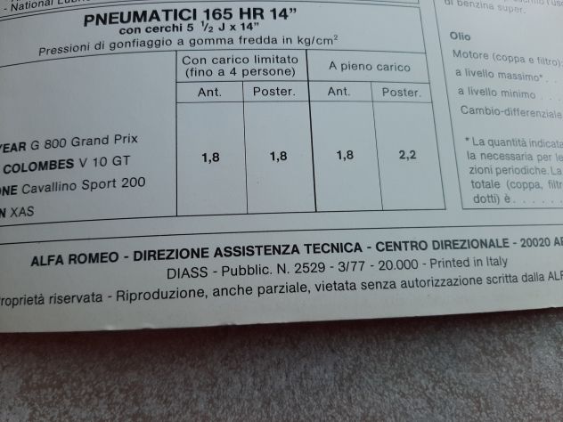 ALFA ROMEO ALFETTA 2000 USO E MANUTENZIONE ORIGINALE - Foto 4