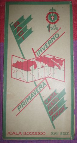 Reale Automobile Club Italia-Carta Stato strade inverno-primavera 1939