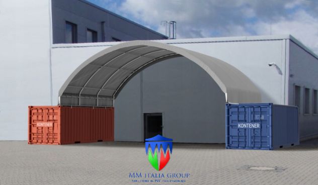Tunnel Tendone ad arco 10 x 6 x 6,2 mt uso cantieri industriali magazzini edili