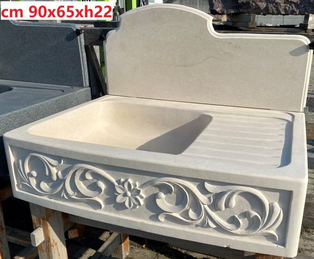 Lavello lavandino cucina in marmo granito pietra 90 cm - Foto 4