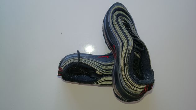 Snicker NIKE Air Max 97 -Originali Americane - Nere con baffo rosso - Molto rare - Foto 6