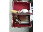 Borsa  d'epoca  barbiere  da viaggio  in pelle , necessaire  completo di accesso