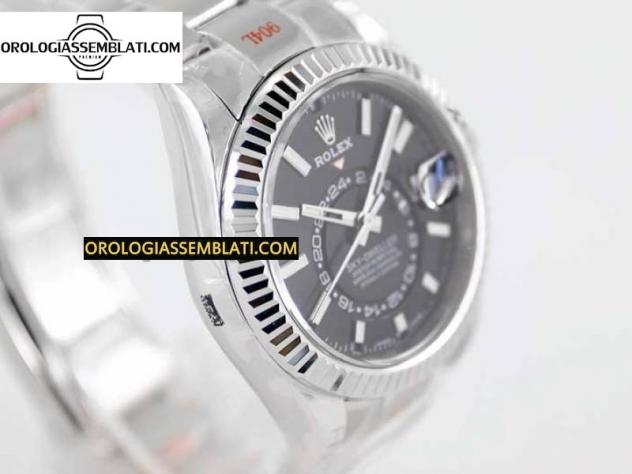 Replica Rolex Assemblata SKY-DWELLER 326934 904L SS 1:1 BEST EDITION QUADRANTE NERO SU BRACCIALE SS DA 23J A 9001 - Foto 5