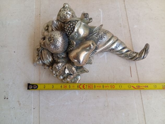 Cornucopia Portafortuna con Frutta in Laminato Argento 925 - Vintage - Foto 3